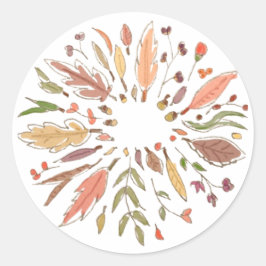 Pegatina Redonda Feliz Día de Acción de Gracias Círculo de Otoño