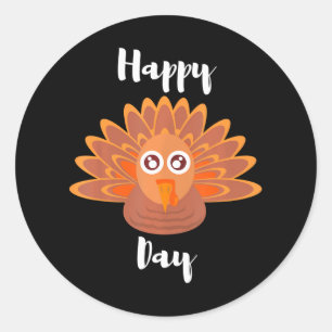 Pegatina Redonda Feliz Día de Acción de Gracias de Turquía para y a