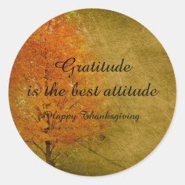 Pegatina Redonda Feliz Día de Acción de Gracias Otoño Gratitud de O