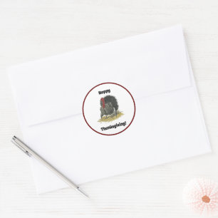 Pegatina Redonda Feliz Día de Acción de Gracias Personalizado Turqu