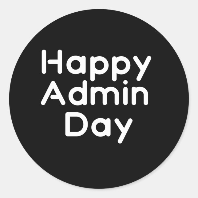 Pegatina Redonda Feliz Día de Administración. Día de los profesiona (Anverso)