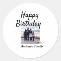 Feliz día de cumpleaños foto familia nombre clase