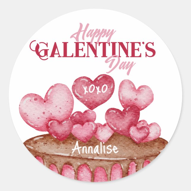 Pegatina Redonda Feliz Día de Galentine (Anverso)