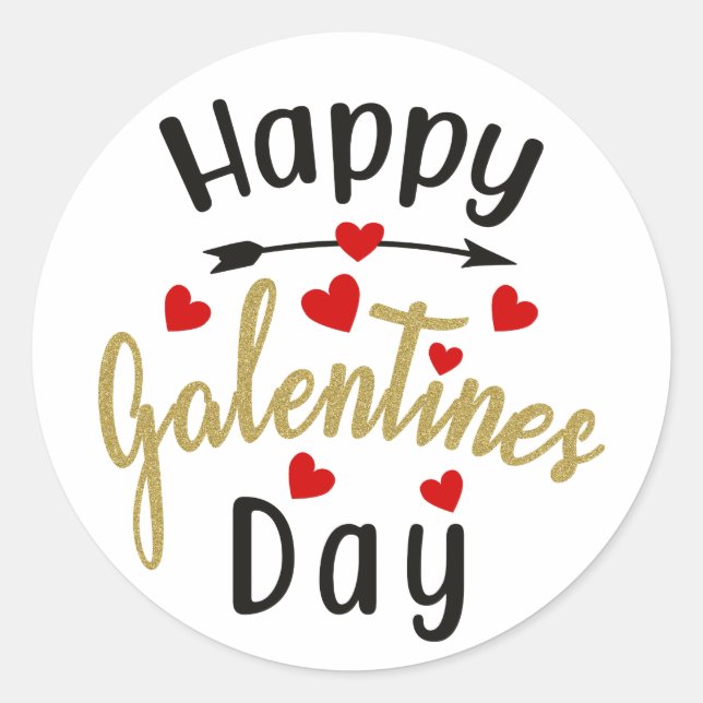 Pegatina Redonda Feliz Día de Galentines Valentines Amores Amistade (Anverso)