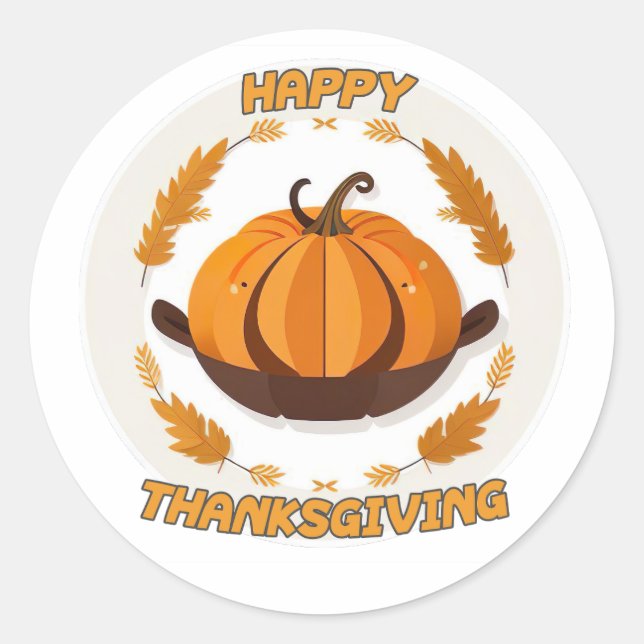 Pegatina Redonda Feliz día de gracias (Anverso)