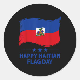 Pegatina Redonda Feliz Día de la Bandera Haitiana Camiseta Cool Org