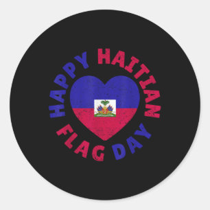 Pegatina Redonda Feliz día de la bandera haitiana Cool bandera de H