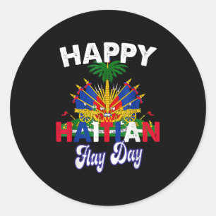 Pegatina Redonda Feliz Día de la Bandera Haitiana Orgullo Haití 180