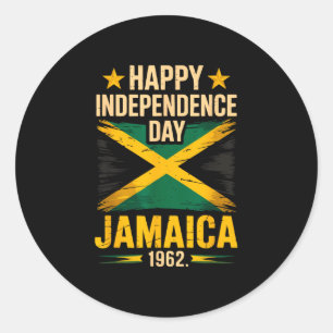 Pegatina Redonda Feliz día de la independencia Jamaica celebración