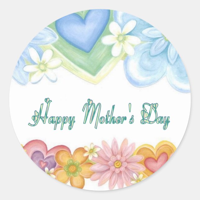 Pegatina Redonda Feliz Día de la Madre (Anverso)