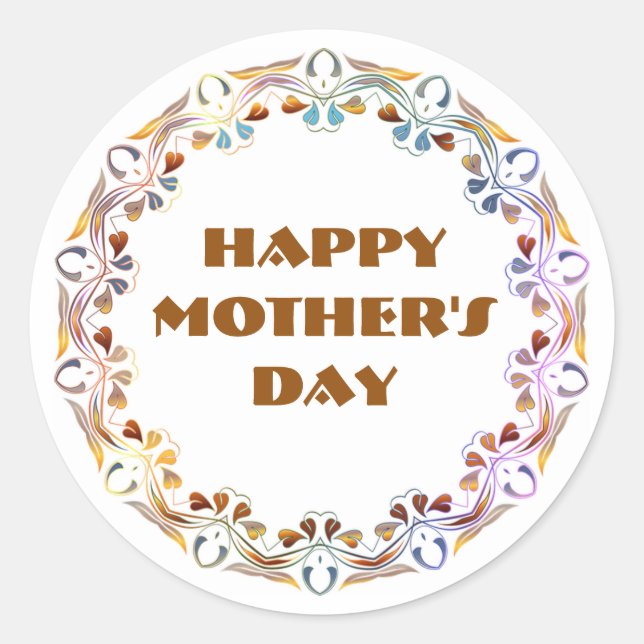 Pegatina Redonda Feliz Día de la Madre (Anverso)