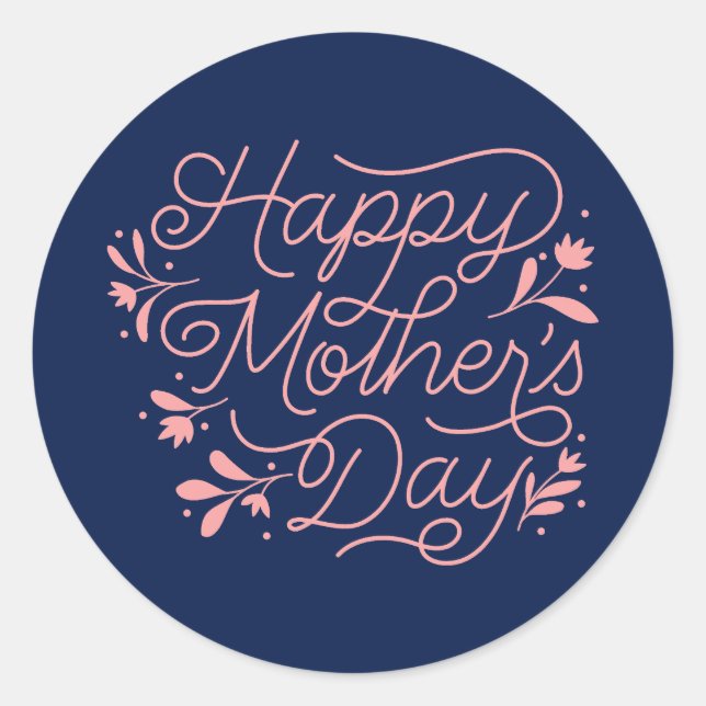 Pegatina Redonda Feliz Día de la Madre (Anverso)