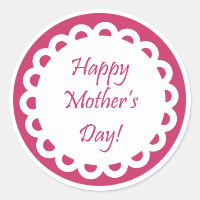 Pegatina Redonda Feliz Día de la Madre (Anverso)