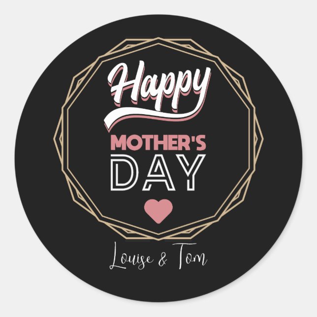 Pegatina Redonda Feliz día de la madre (Anverso)