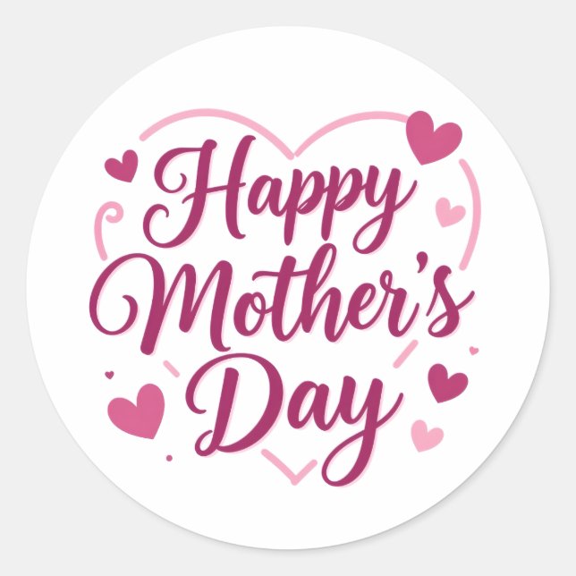 Pegatina Redonda Feliz Día de la Madre (Anverso)