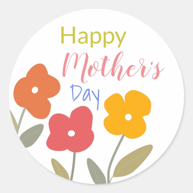 Pegatina Redonda Feliz día de la madre florece Plate de papel (Anverso)