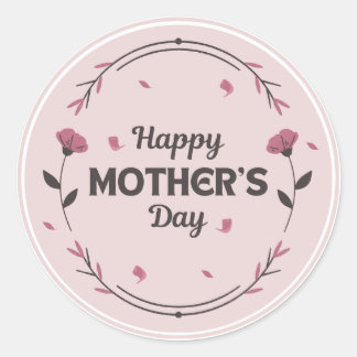 Pegatina Redonda Feliz día de la madre, luz rosa