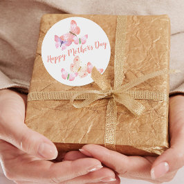 Pegatina Redonda Feliz Día de la Madre | Mariposas acuáticas de Bon