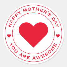 Feliz Día de la Madre Moda Cardíaca Roja Blanca  ú