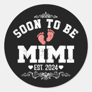 Pegatina Redonda Feliz Día de la Madre pronto a ser Mimi 2024