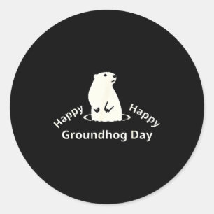 Pegatina Redonda Feliz día de la marmota