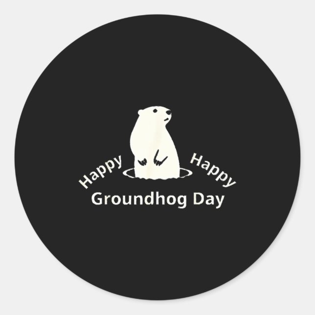 Pegatina Redonda Feliz día de la marmota  (Anverso)