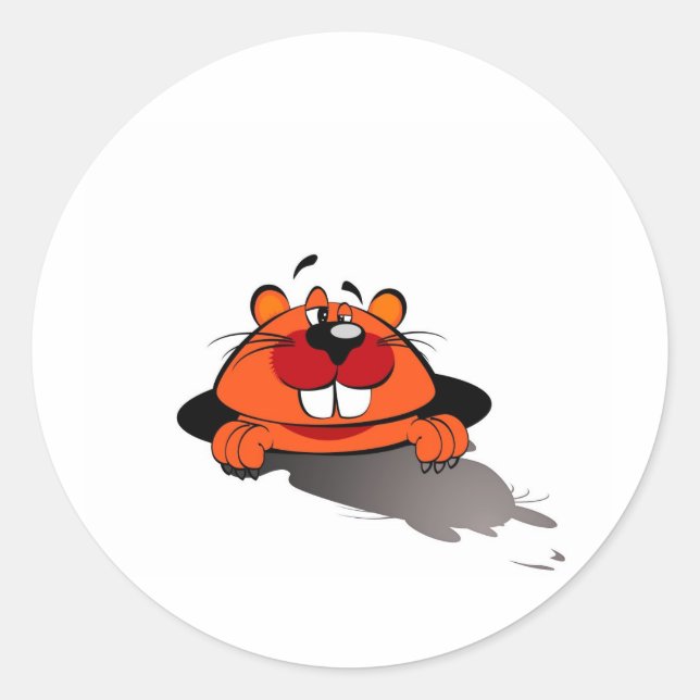 Pegatina Redonda Feliz Día de la Marmota (Anverso)