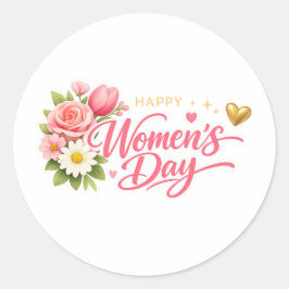 Pegatina Redonda Feliz Día de la Mujer