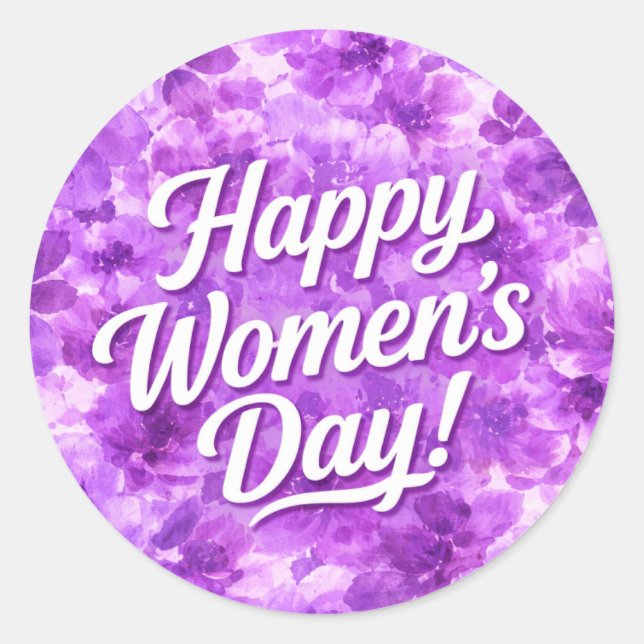 Pegatina Redonda Feliz Día de la Mujer (Anverso)