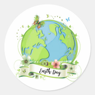 Pegatina Redonda Feliz Día de la Tierra 2024