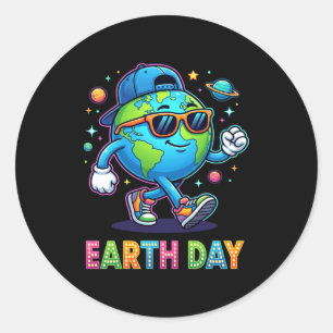 Pegatina Redonda Feliz día de la tierra 2026 divertido día de la ti