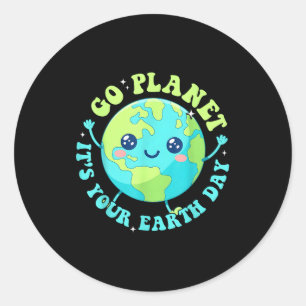 Pegatina Redonda Feliz día de la tierra 2026 planeta lindo medio am