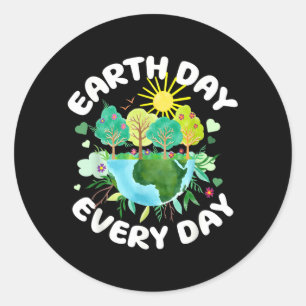 Pegatina Redonda Feliz Día de la Tierra 2026 Salva el Planeta Día d