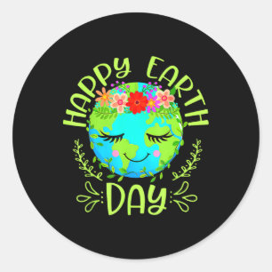 Pegatina Redonda Feliz Día de la Tierra Camisa Cute Tierra Día 2025
