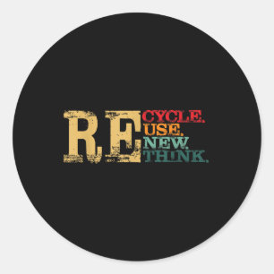 Pegatina Redonda Feliz Día de la Tierra Reciclar Reutilizar Renovar