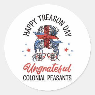 Pegatina Redonda Feliz Día de la Traición Desagradecidos Campesinos