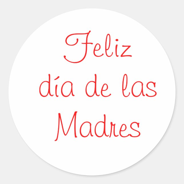 Pegatina Redonda Feliz dia de las Madres (Anverso)