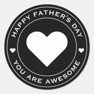 Pegatina Redonda Feliz Día de los Padres, diversión del corazón bla