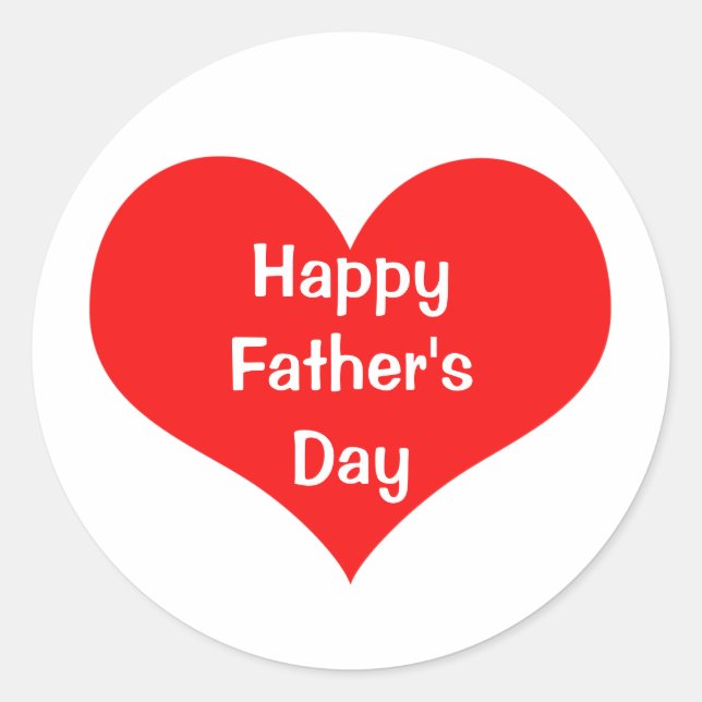 Pegatina Redonda Feliz Día de los Padres Personalizado Blanco Rojo  (Anverso)