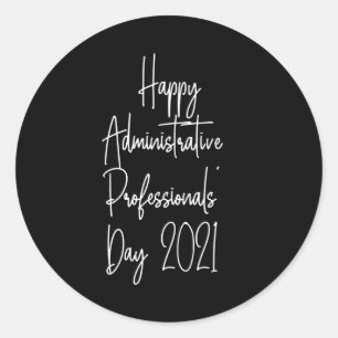 Pegatina Redonda Feliz día de los profesionales administrativos 20