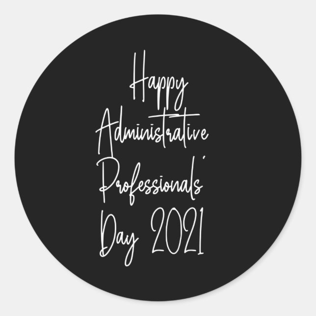 Pegatina Redonda Feliz día de los profesionales administrativos 202 (Anverso)