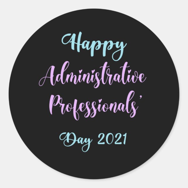 Pegatina Redonda Feliz día de los profesionales administrativos 202 (Anverso)