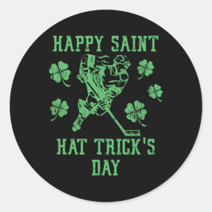 Pegatina Redonda Feliz día de los trucos del sombrero de San Patric