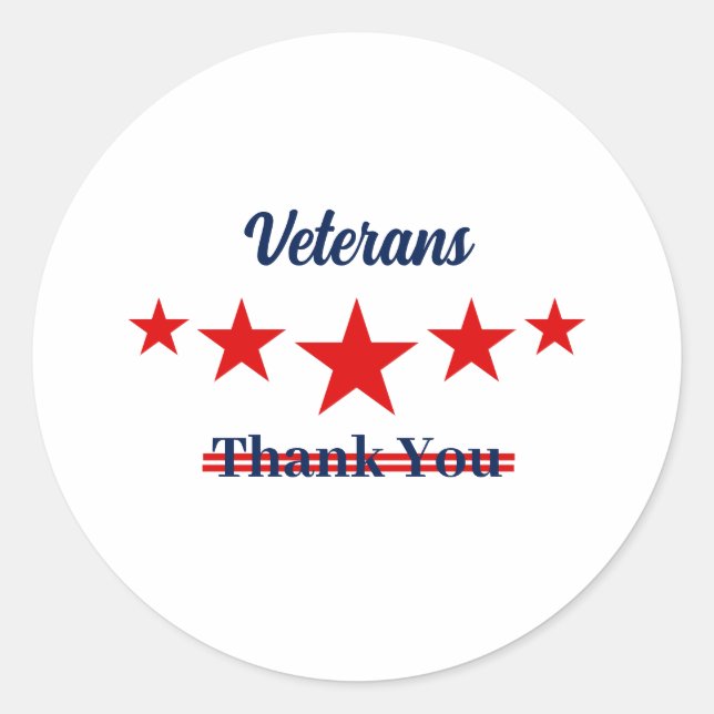 Pegatina Redonda Feliz Día de los Veteranos (Anverso)