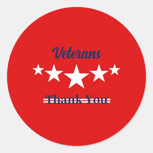 Pegatina Redonda Feliz Día de los Veteranos (Anverso)