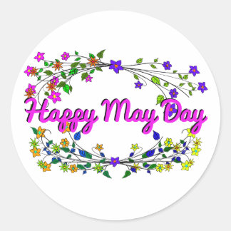 Pegatina Redonda Feliz Día de Mayo