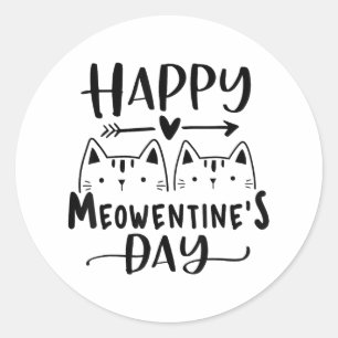 Pegatina Redonda Feliz Día de Meowentines Funny Día de San Valentín