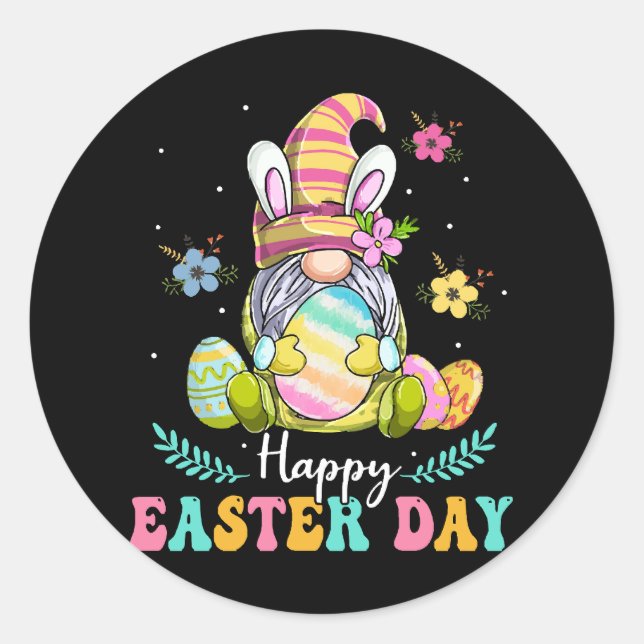 Pegatina Redonda Feliz día de Pascua (Anverso)