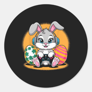 Pegatina Redonda Feliz Día de Pascua Bunny Egg Niños Chicas G