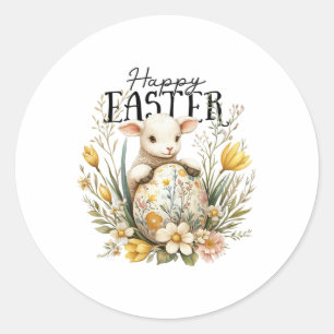 Pegatina Redonda Feliz Día de Pascua - Cute Ba